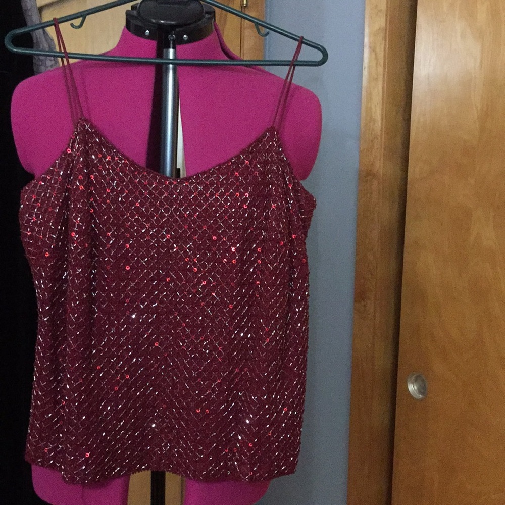 Ann Taylor 100% silk lining beads top